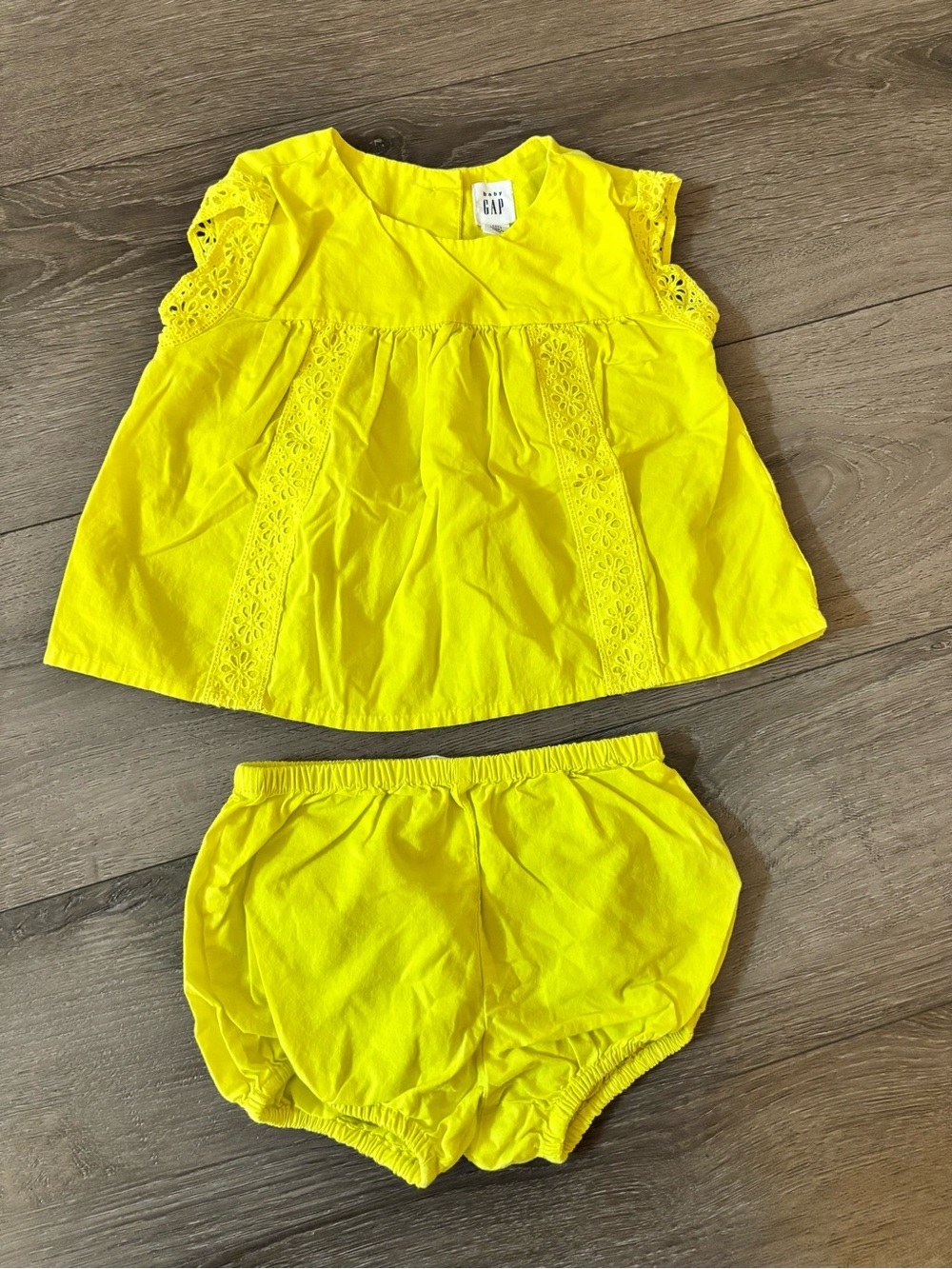 GAP Bright Yellow Lace-Trim Top & Bloomers